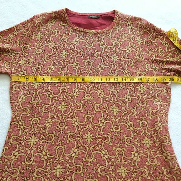 J. McLaughlin Pink & Gold/Gold Shimmer Pullover Sweater Decorative Buttons Sze L - Picture 5 of 9